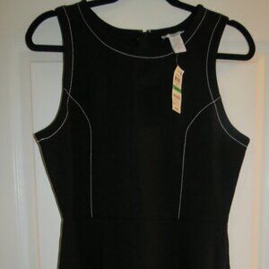 NWT $79 bar III Size Large Black Tank Dress with White Detail Asymmetrical Hem